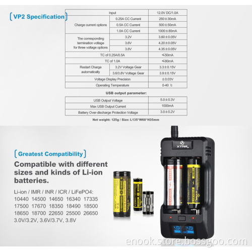 XTAR VP2 USB charger E3065